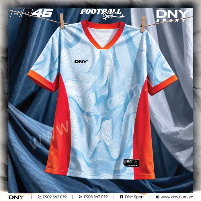 Áo Bóng Đá Lam Sóng Xanh Da Trời Phối Đỏ – DNY 2610100146