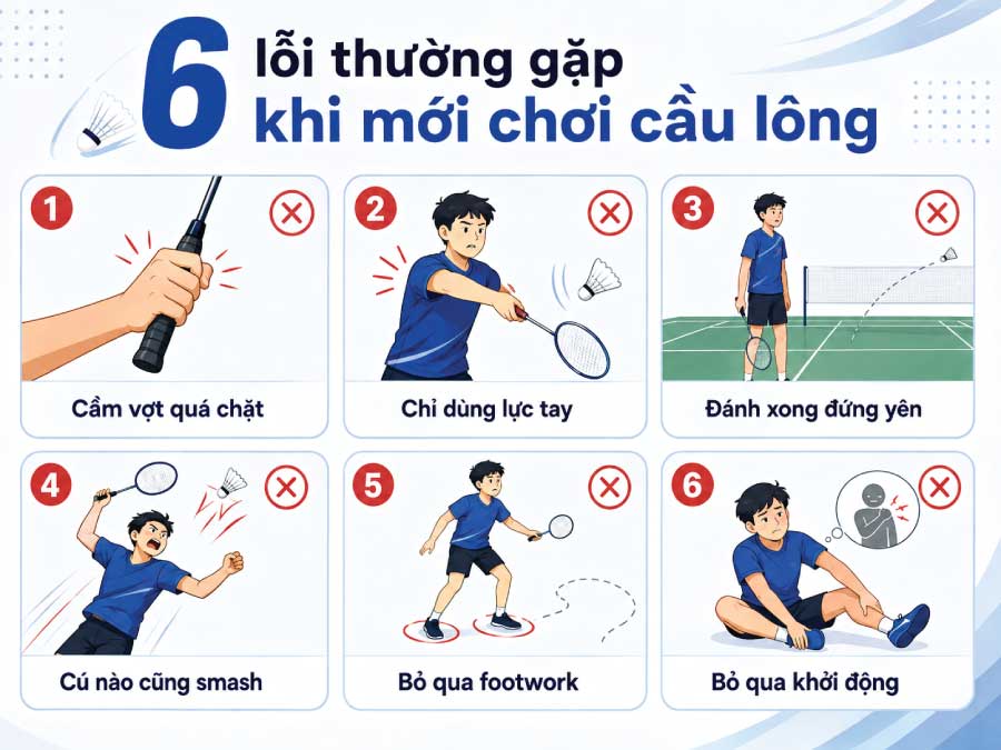 Lỗi thường gặp của người mới chơi cầu lông