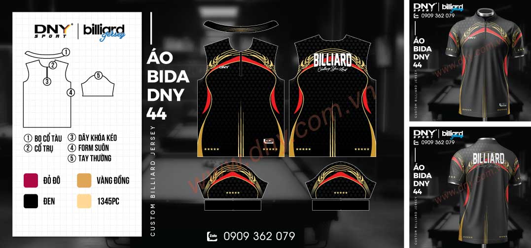 Áo bida màu đen đỏ họa tiết sao vàng