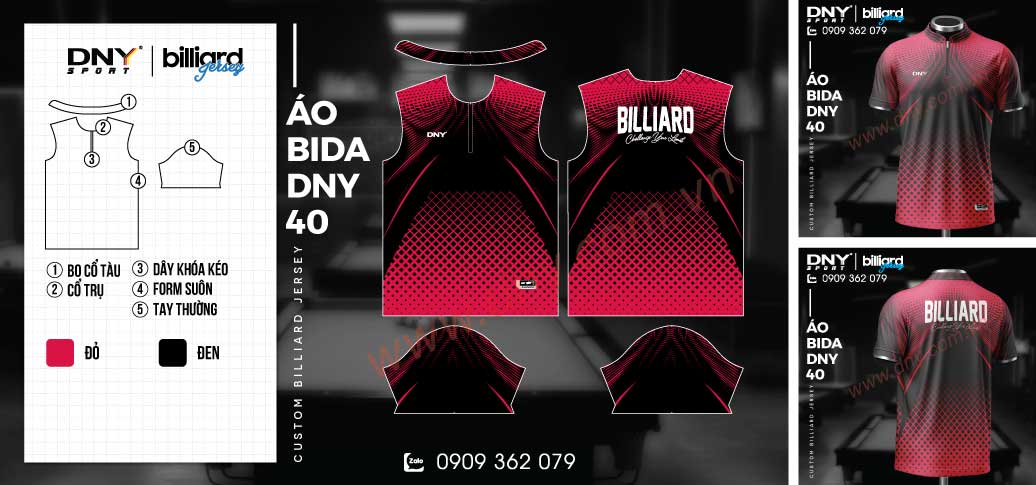 Áo bida đỏ đen họa tiết gradient