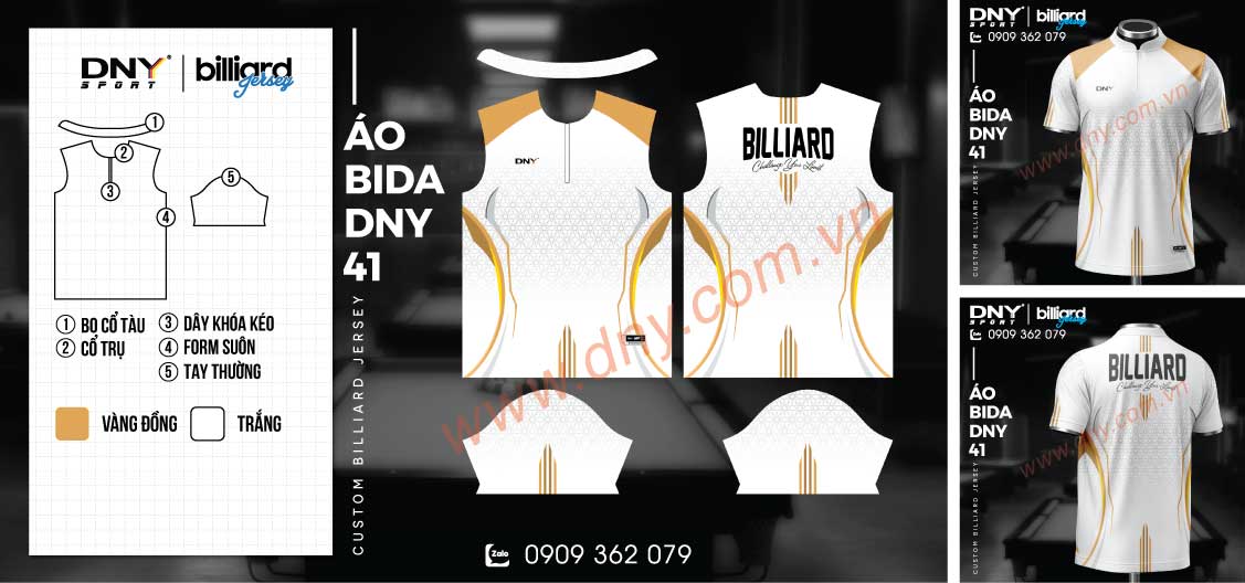 Áo bida màu trắng phối vàng họa tiết