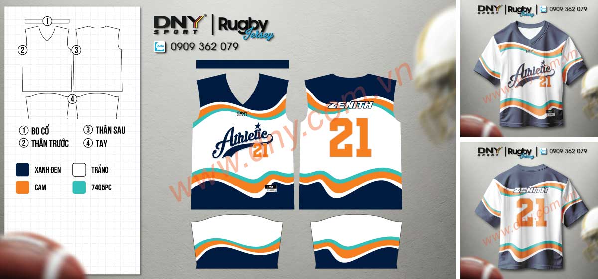 Áo rugby in logo tùy chỉnh