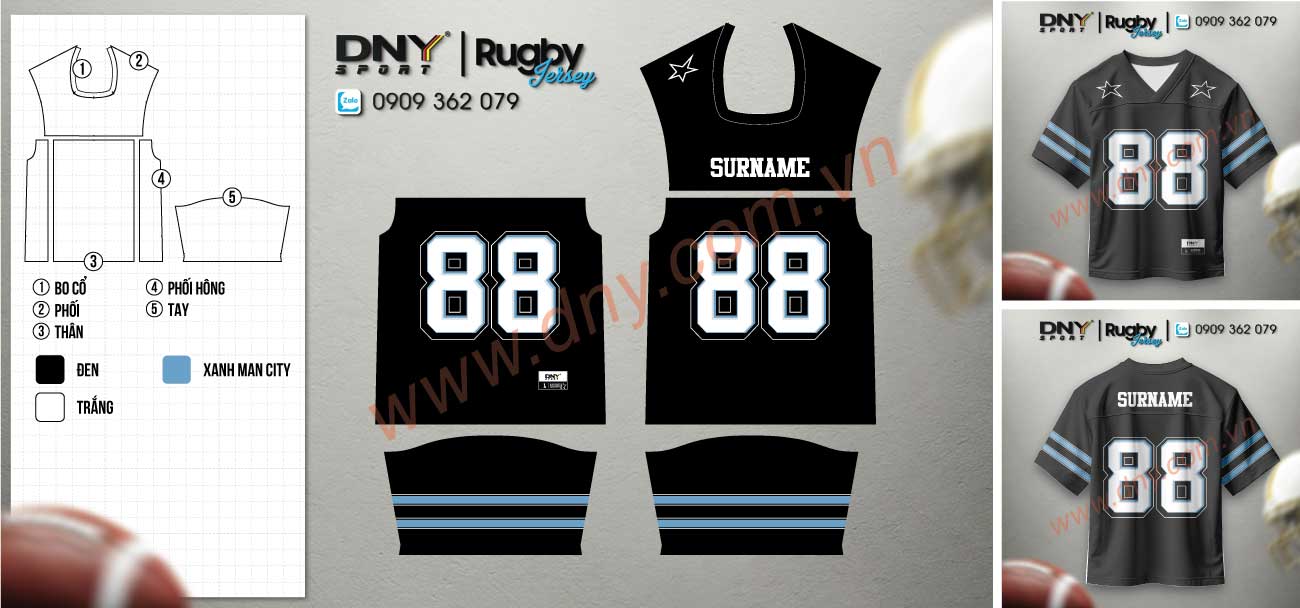 áo bóng bầu dục unisex