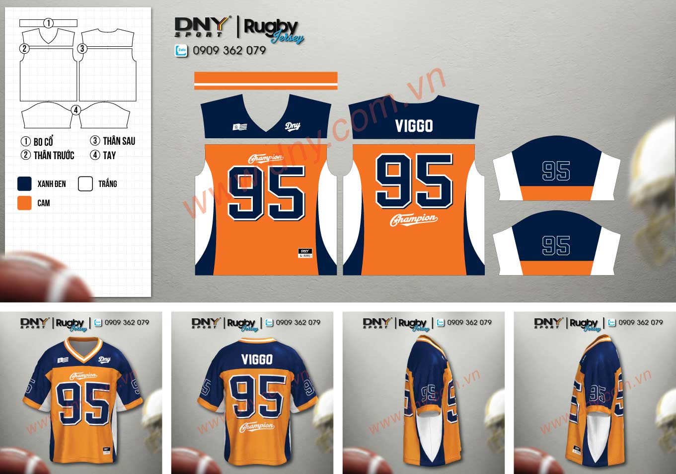 Áo football cam xanh số 95