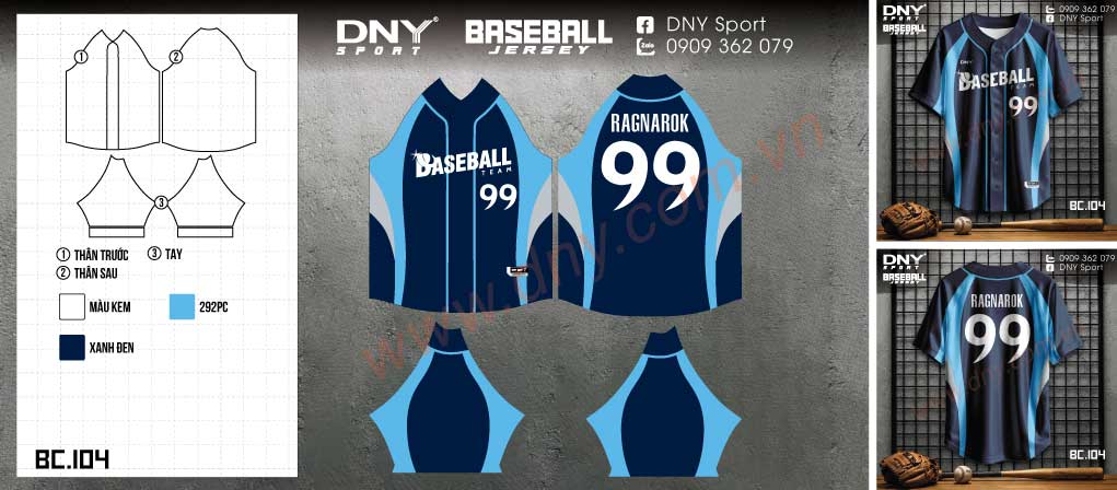 Áo bóng chày đen xanh