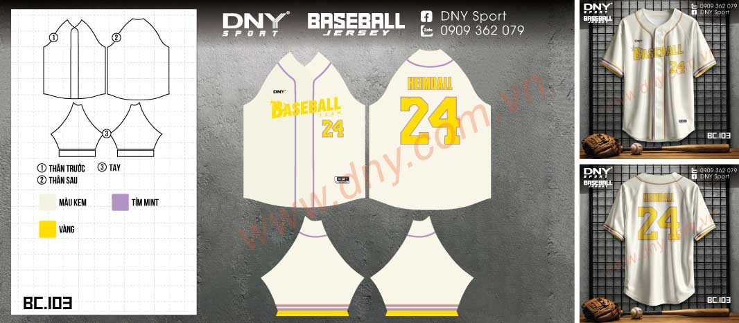 Áo bóng chày kem vàng