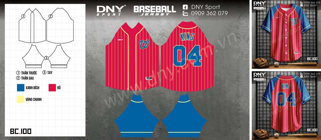 Áo bóng chày xanh denim phối trắng hiện đại