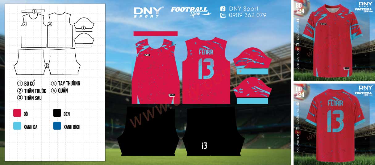 Áo bóng đá phối cyan