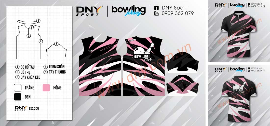 áo bowling phối màu