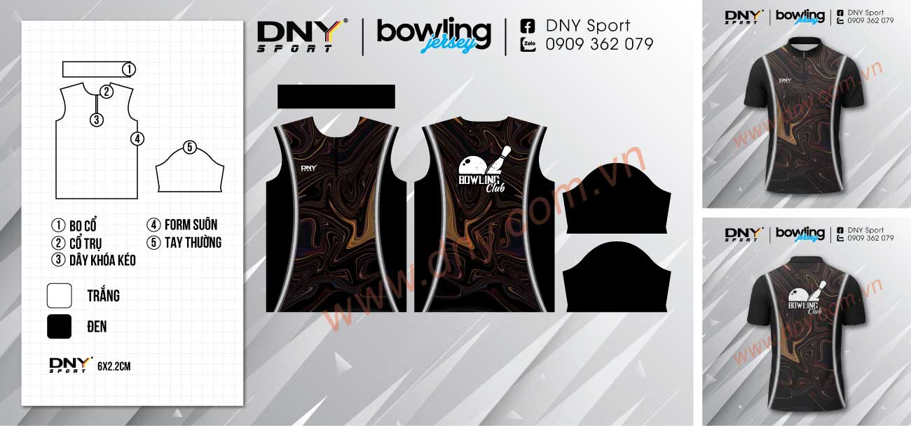 áo bowling team cổ sơ mi