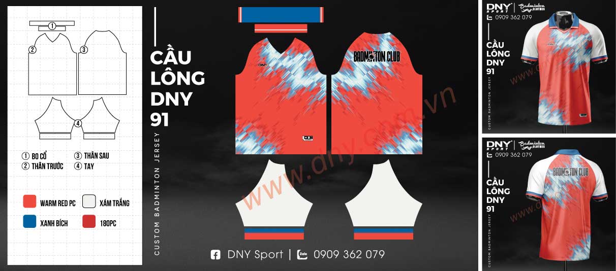 Áo cầu lông họa tiết năng động