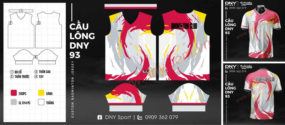 Áo cầu lông hồng trắng nổi bật