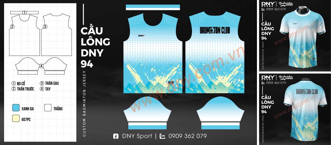 Áo cầu lông xanh Áo cầu lông xanh gradient