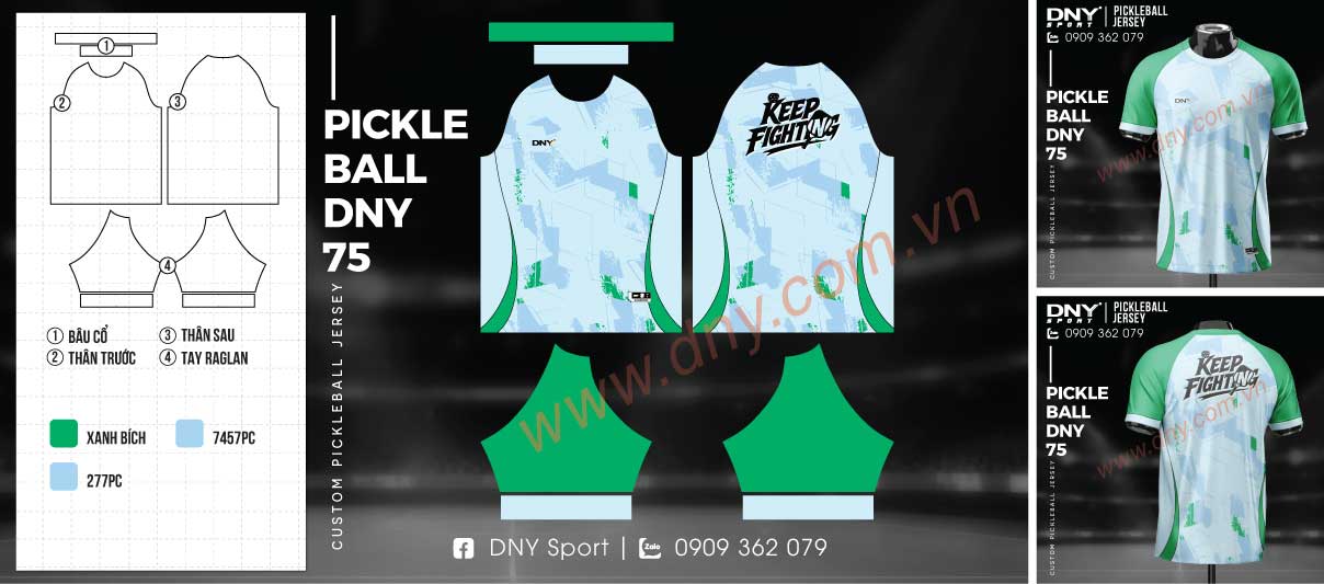 Áo pickleball xanh lá Áo pickleball xanh phối hiện đại
