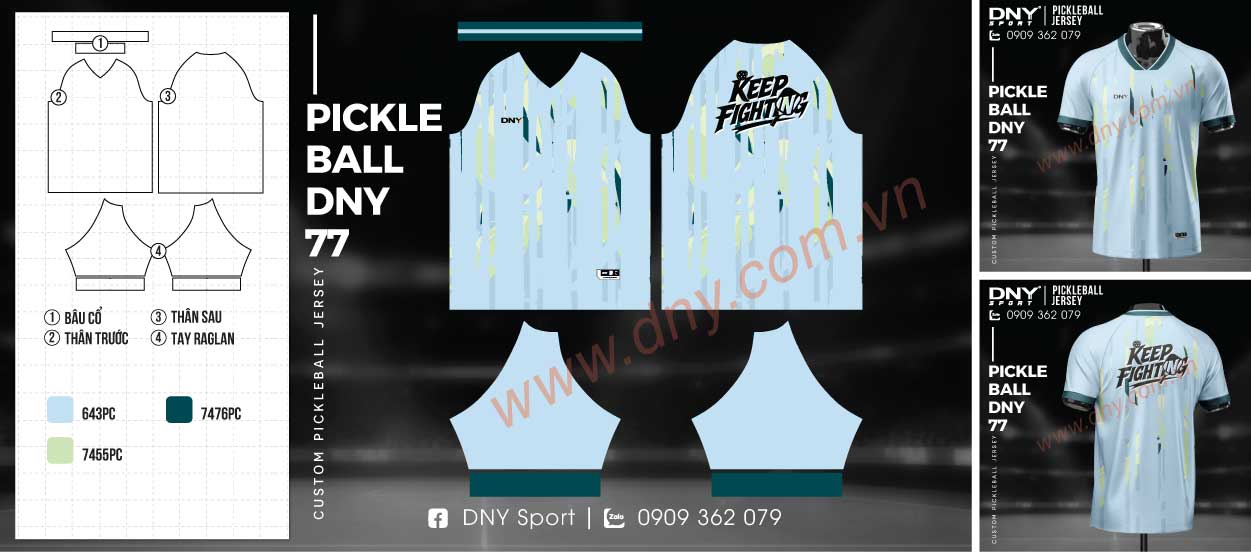 Áo pickleball xanh nhạt Áo pickleball xanh thiết kế tối giản