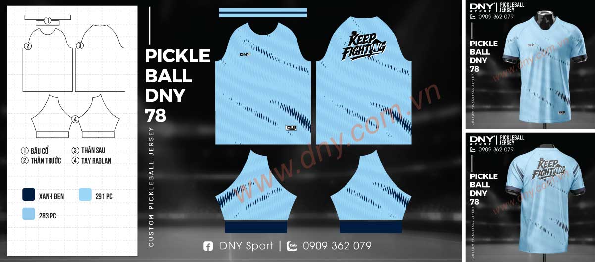 Áo pickleball xanh họa tiết