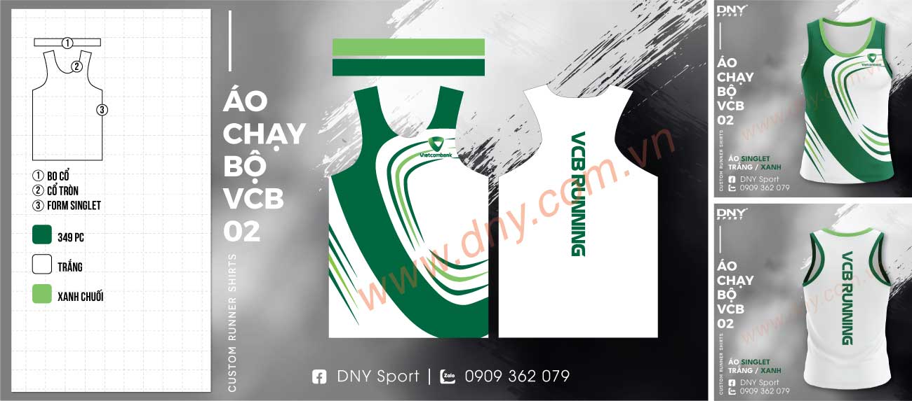 áo chạy bộ singlet ngân hàng Vietcombank ba lỗ thể thao