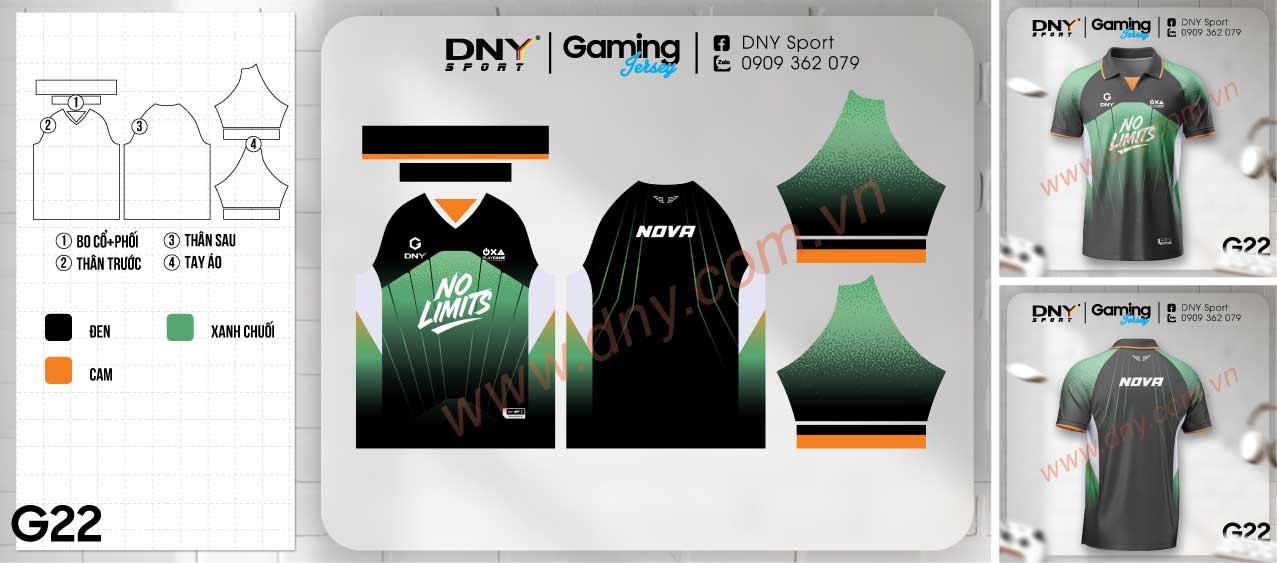 Áo gaming màu đen phối họa tiết đường nét sáng xanh lá cây