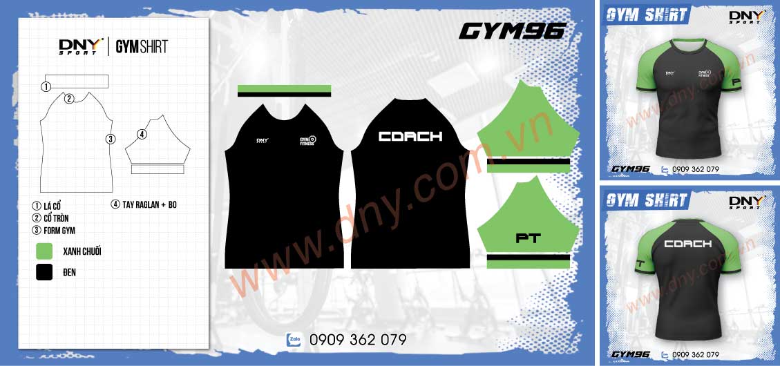 Áo gym ôm body nam màu đen tay xanh lá in chữ Coach
