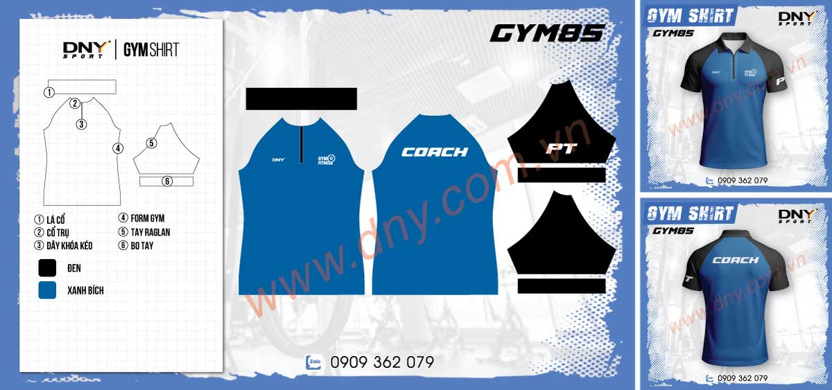 Áo gym Coach xanh dương Áo gym Coach xanh dương phối đen