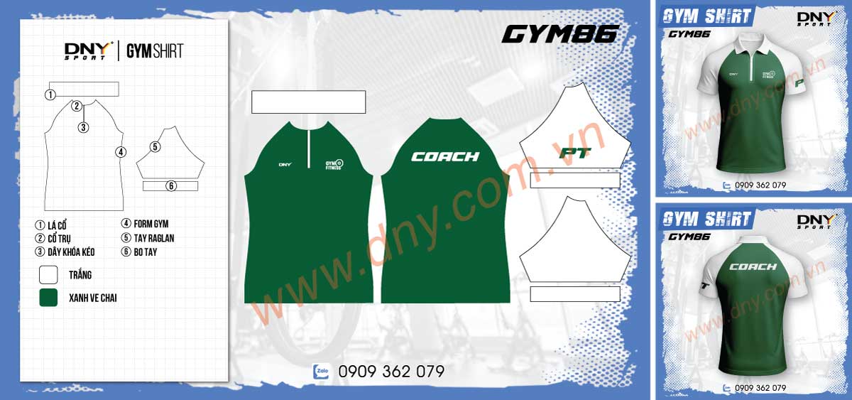 Áo gym Coach xanh lá phối trắng