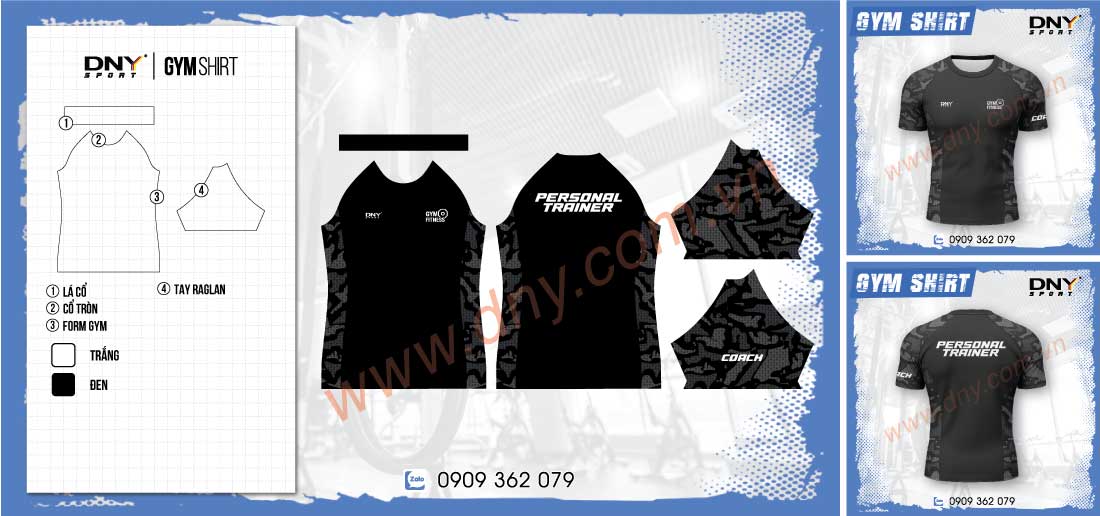 áo tập gym cổ tròn đặt may