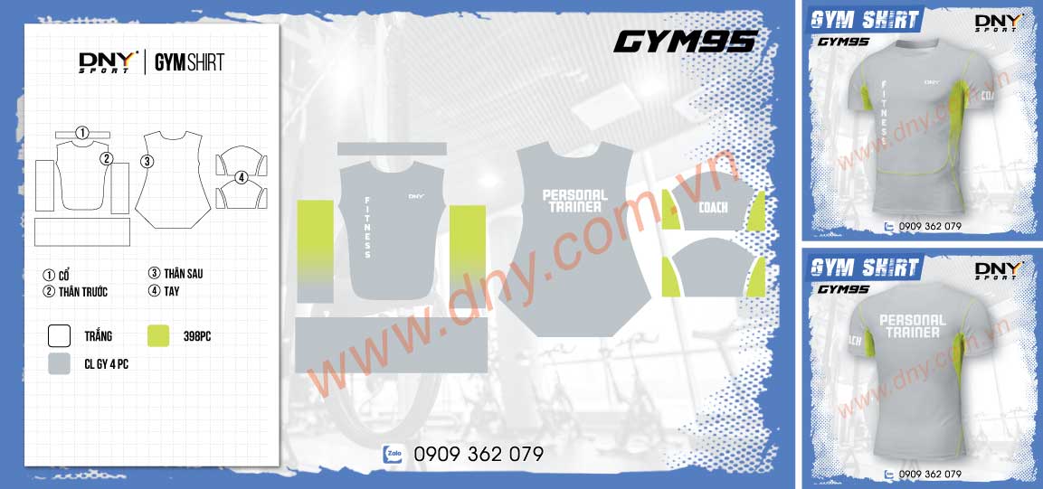 Áo gym trắng phối neon