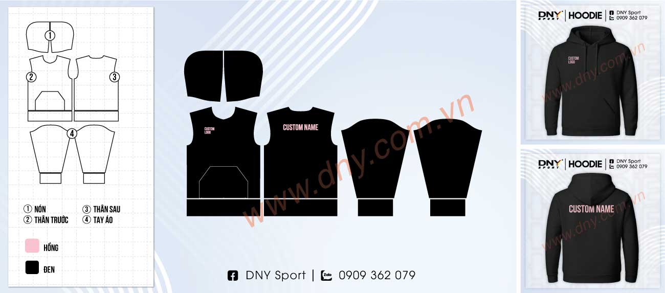 hoodie custom logo theo yêu cầu