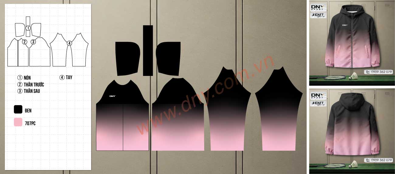 áo khoác đen hồng