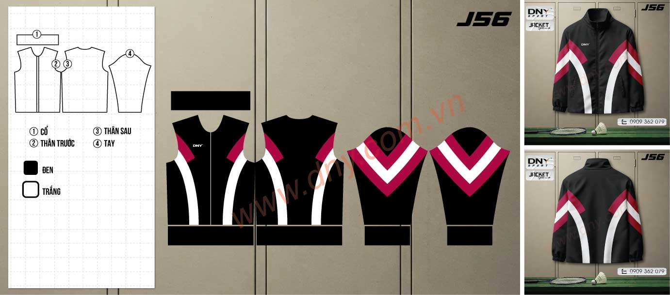 Áo khoác thể thao đen đỏ Áo khoác thể thao đen phối đỏ trắng