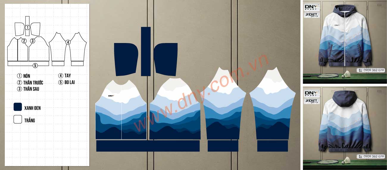 áo khoác gradient xanh