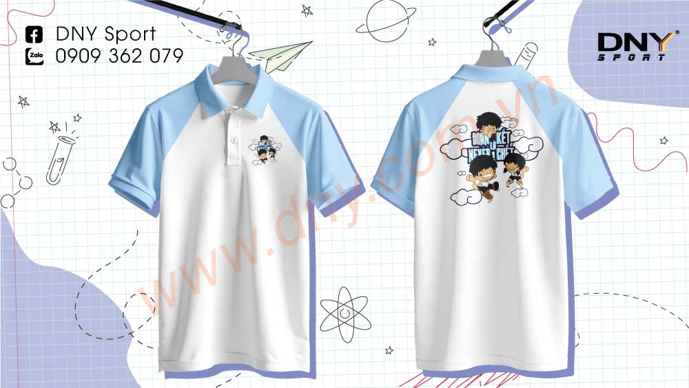 Áo lớp polo cổ bẻ, phối màu tinh tế, có thể thêu logo hoặc tên lớp ở ngực trái
