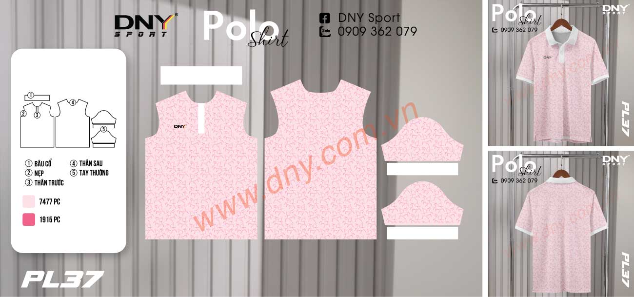 Áo polo hồng họa tiết ngựa Bính Ngọ 2026