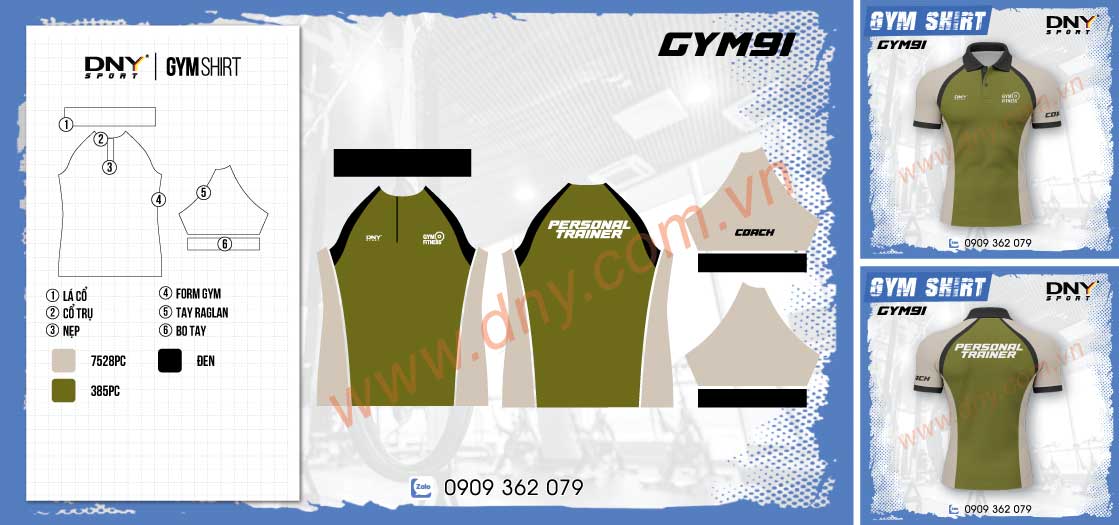 Áo Personal Trainer màu rêu cao cấp