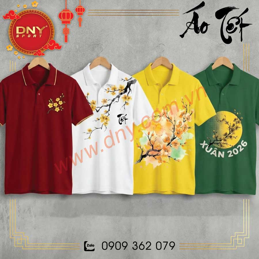 Áo polo Tết hoa mai Xuân 2026