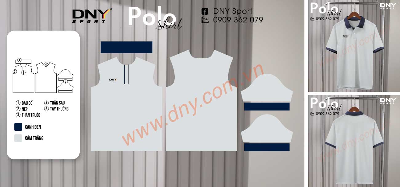áo polo trắng navy