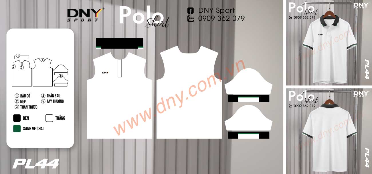 Áo polo trắng phối màu