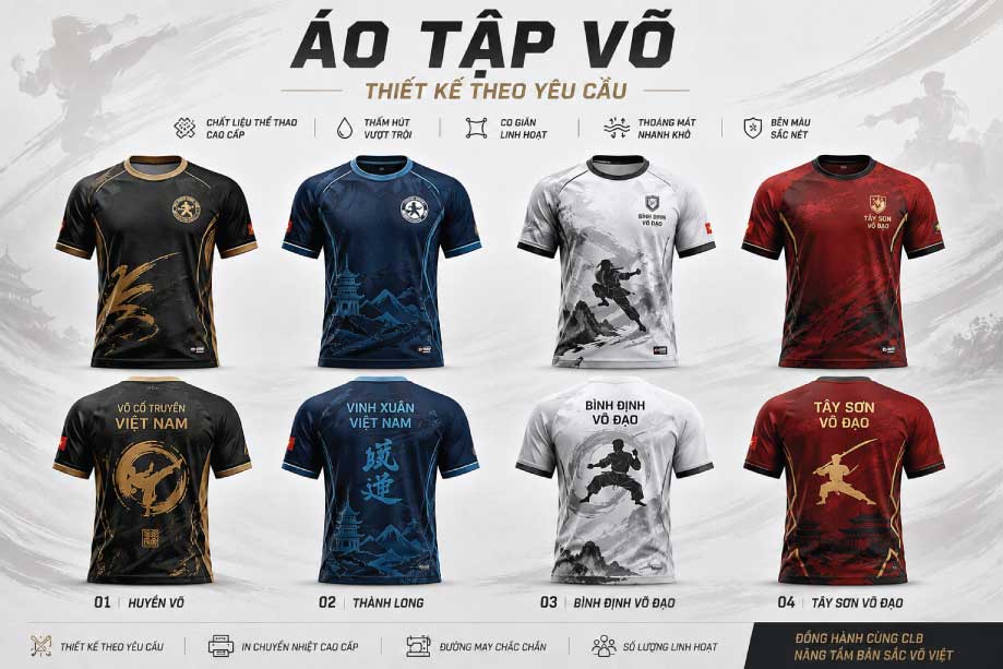 Áo tập võ thiết kế theo yêu cầu DNY Sport