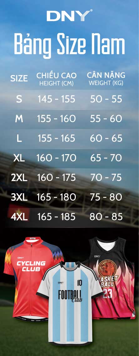 Bảng size nam