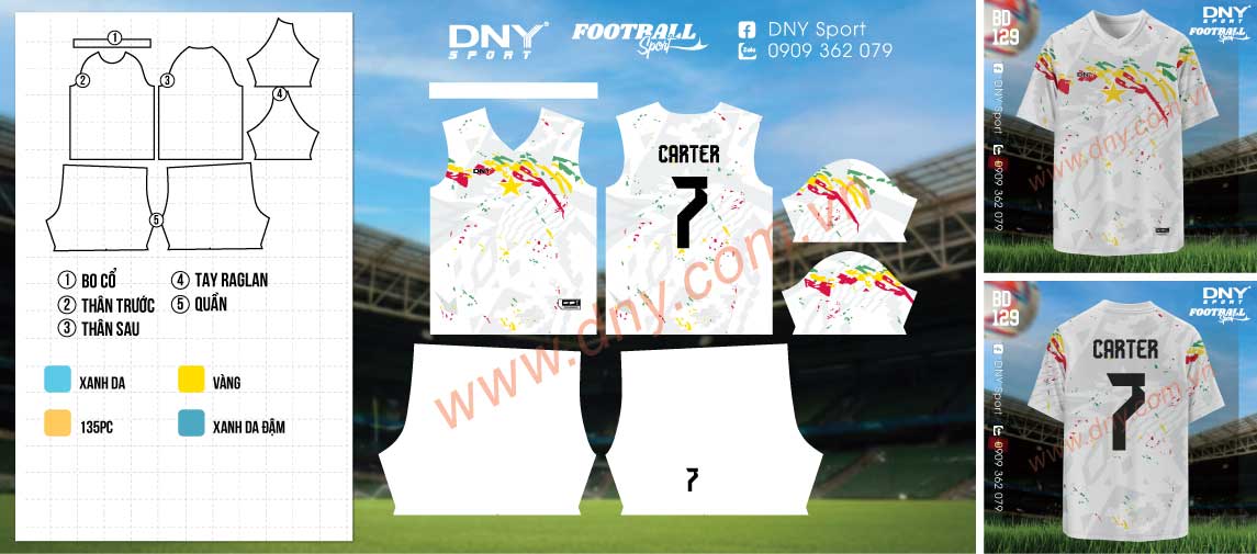 Áo bóng đá màu trắng vệt sơn phá cách DNY