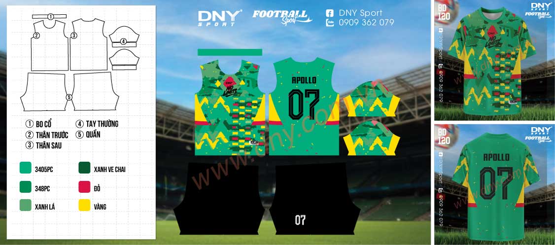 Áo bóng đá Apollo Áo đá banh xanh lá nổi bật