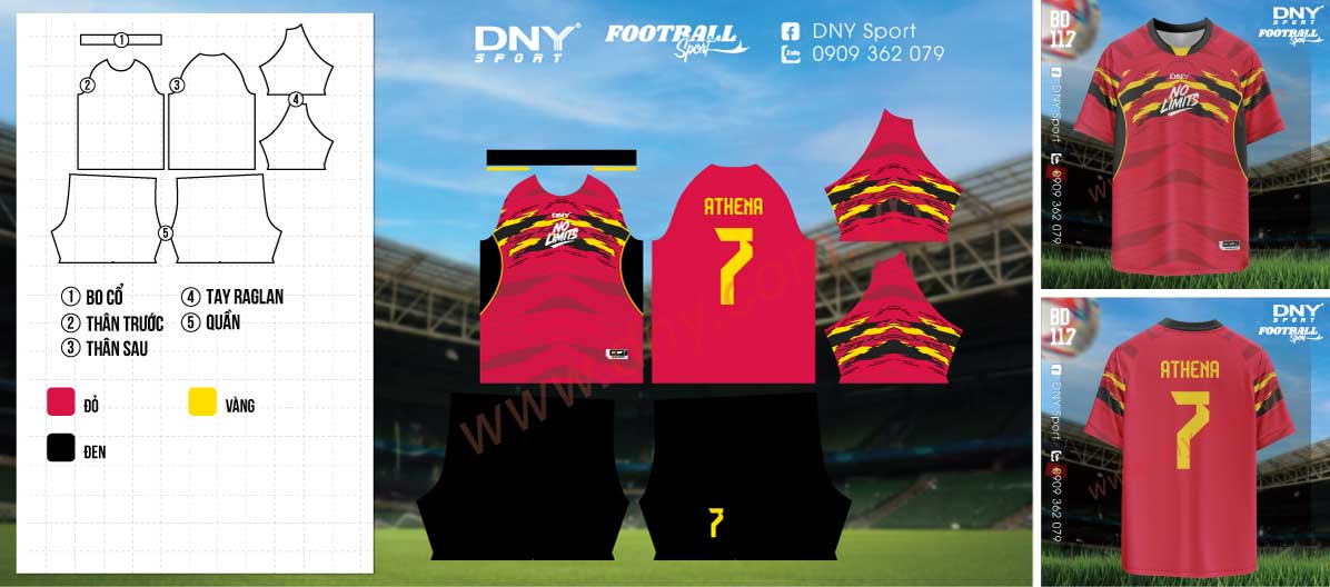 Áo đá banh đỏ Athena cá tính