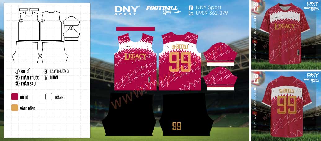Áo bóng đá đỏ Legacy Áo đá banh đỏ thiết kế đẹp