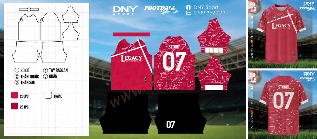 Áo bóng đá đỏ Storm Áo đá banh đỏ họa tiết cá tính