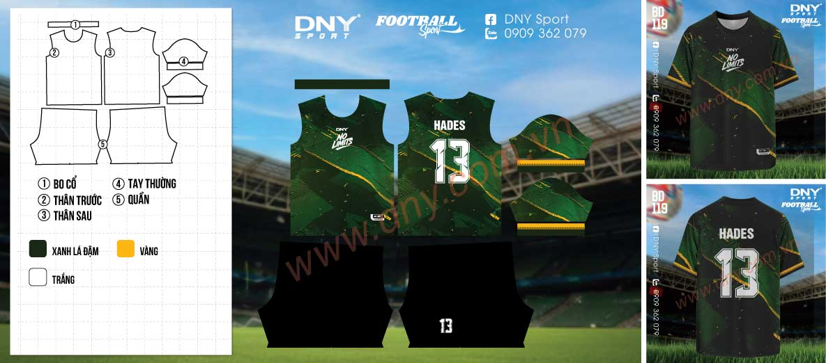Áo bóng đá Hades Áo đá banh xanh đen cá tính
