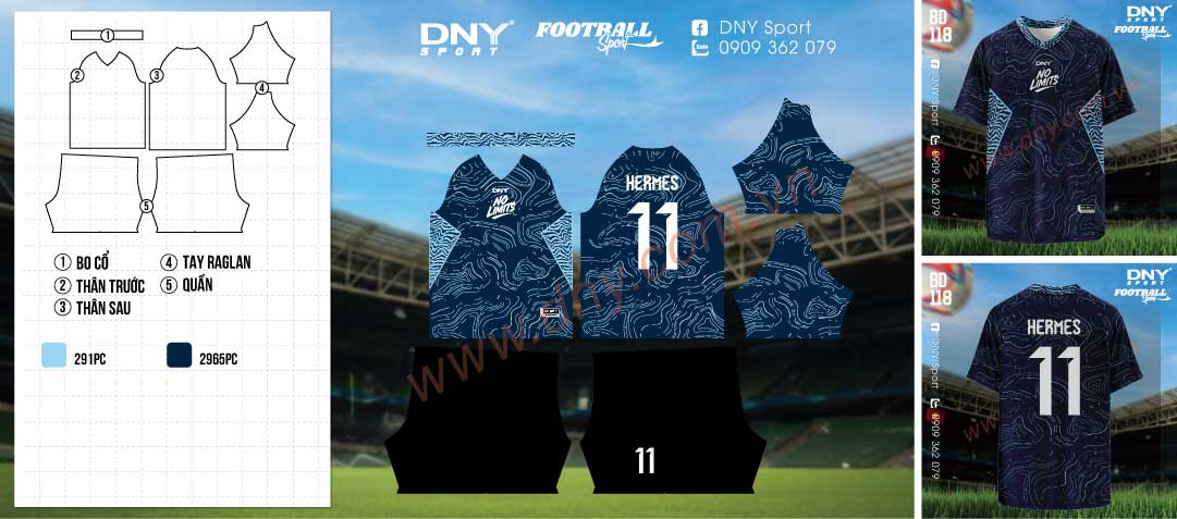 Áo đá banh đen xanh hiện đại