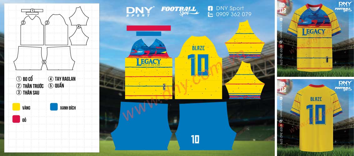 Áo bóng đá vàng xanh Bộ đồ đá banh vàng xanh nổi bật