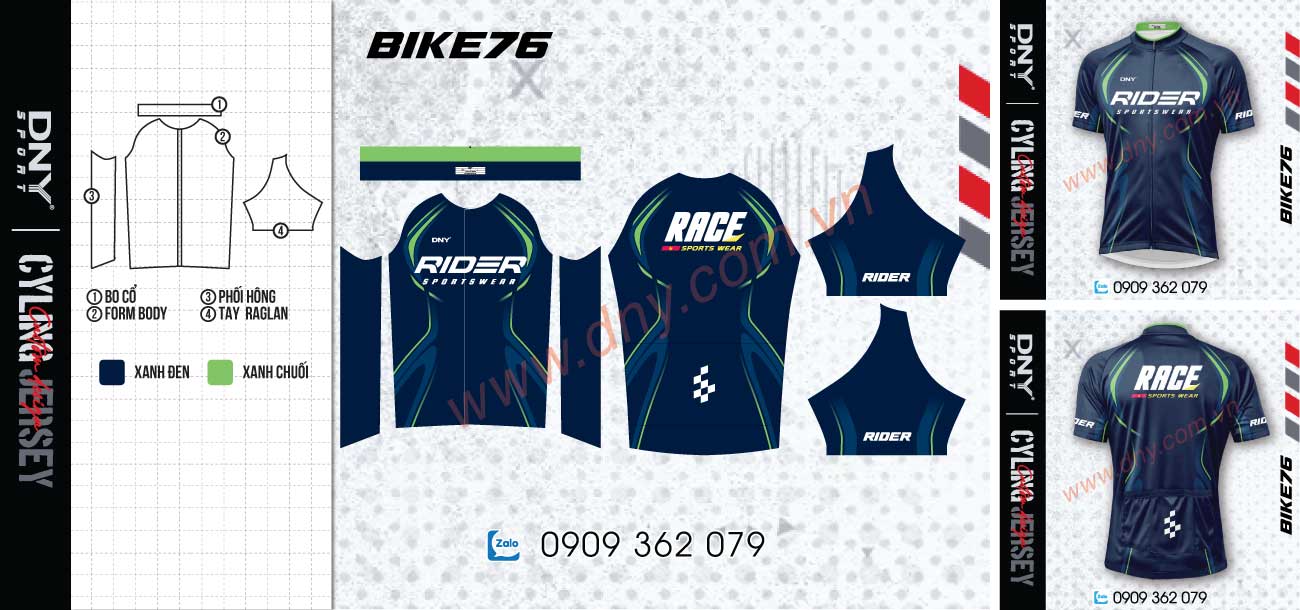 Bộ quần áo xe đạp xanh navy thể thao