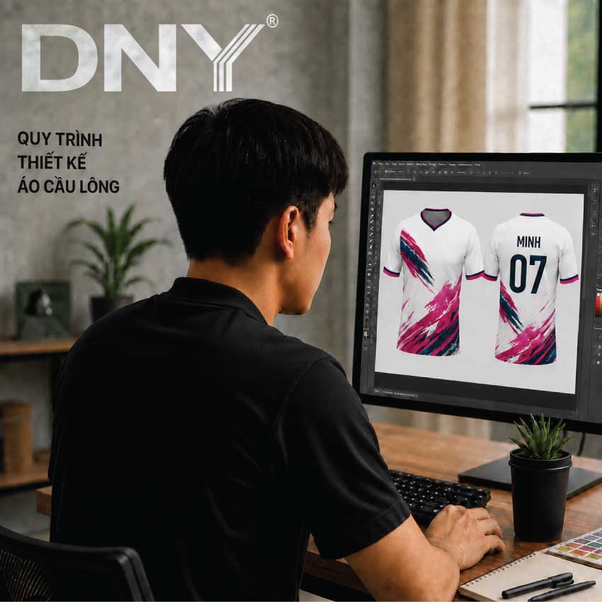 Designer chỉnh mẫu áo cầu lông cho đội nhóm